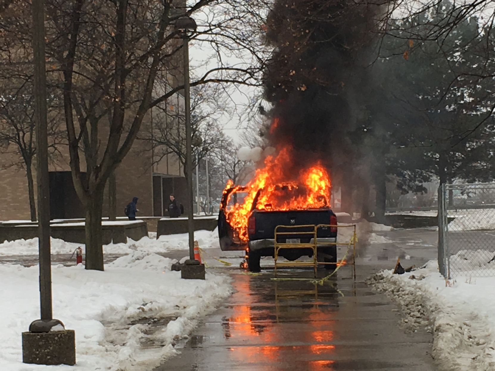 According to a police report, the cause of the fire is unknown, but it is believed to be accidental since the truck belonged to contractors working on construction and maintenance at Wayne State’s campus.